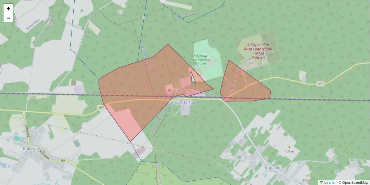 Szczegółowa mapa kodu pocztowego 64-332 z granicami, sąsiednimi kodami pocztowymi i urzędami pocztowymi