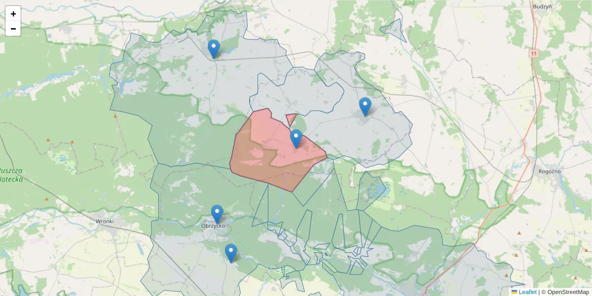 Szczegółowa mapa kodu pocztowego 64-712 z granicami, sąsiednimi kodami pocztowymi i urzędami pocztowymi