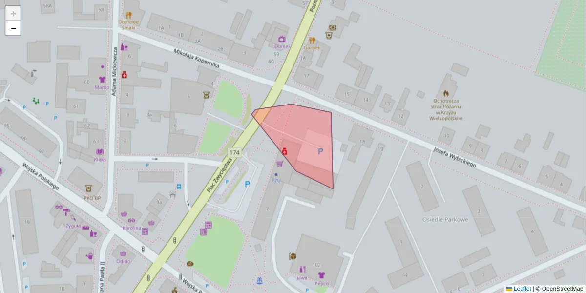 Szczegółowa mapa kodu pocztowego 64-760 z granicami, sąsiednimi kodami pocztowymi i urzędami pocztowymi