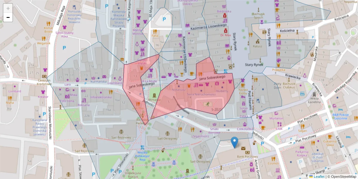Szczegółowa mapa kodu pocztowego 65-071 z granicami, sąsiednimi kodami pocztowymi i urzędami pocztowymi
