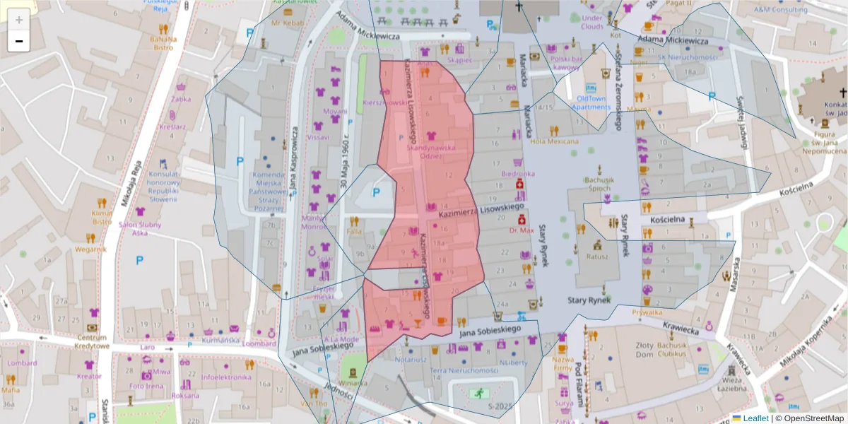 Szczegółowa mapa kodu pocztowego 65-072 z granicami, sąsiednimi kodami pocztowymi i urzędami pocztowymi