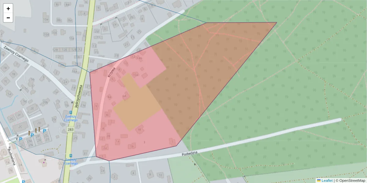 Szczegółowa mapa kodu pocztowego 65-372 z granicami, sąsiednimi kodami pocztowymi i urzędami pocztowymi