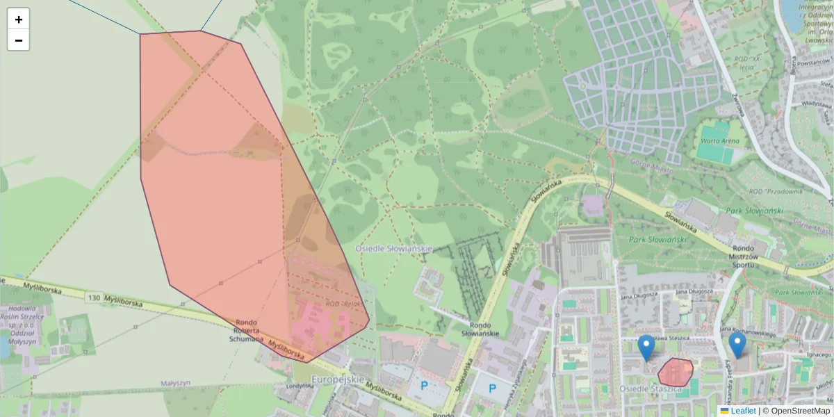 Szczegółowa mapa kodu pocztowego 66-413 z granicami, sąsiednimi kodami pocztowymi i urzędami pocztowymi