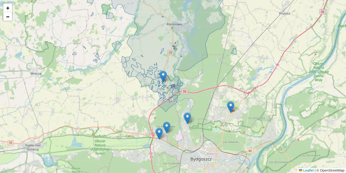 Szczegółowa mapa kodu pocztowego 68-011 z granicami, sąsiednimi kodami pocztowymi i urzędami pocztowymi