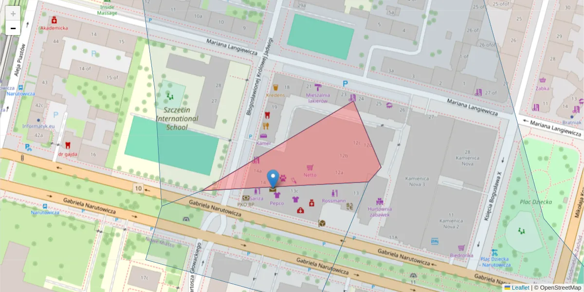 Szczegółowa mapa kodu pocztowego 70-231 z granicami, sąsiednimi kodami pocztowymi i urzędami pocztowymi