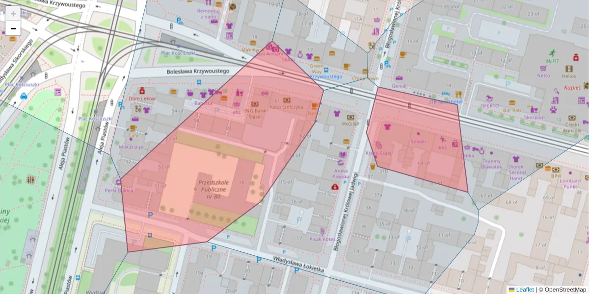 Szczegółowa mapa kodu pocztowego 70-251 z granicami, sąsiednimi kodami pocztowymi i urzędami pocztowymi