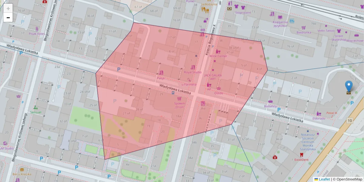 Szczegółowa mapa kodu pocztowego 70-255 z granicami, sąsiednimi kodami pocztowymi i urzędami pocztowymi
