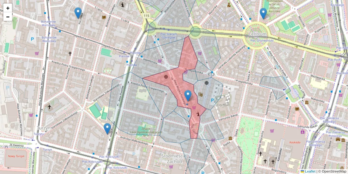 Szczegółowa mapa kodu pocztowego 70-473 z granicami, sąsiednimi kodami pocztowymi i urzędami pocztowymi