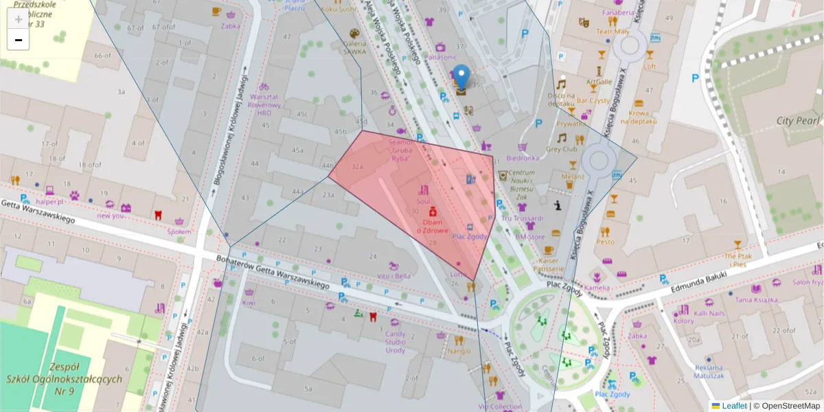 Szczegółowa mapa kodu pocztowego 70-475 z granicami, sąsiednimi kodami pocztowymi i urzędami pocztowymi