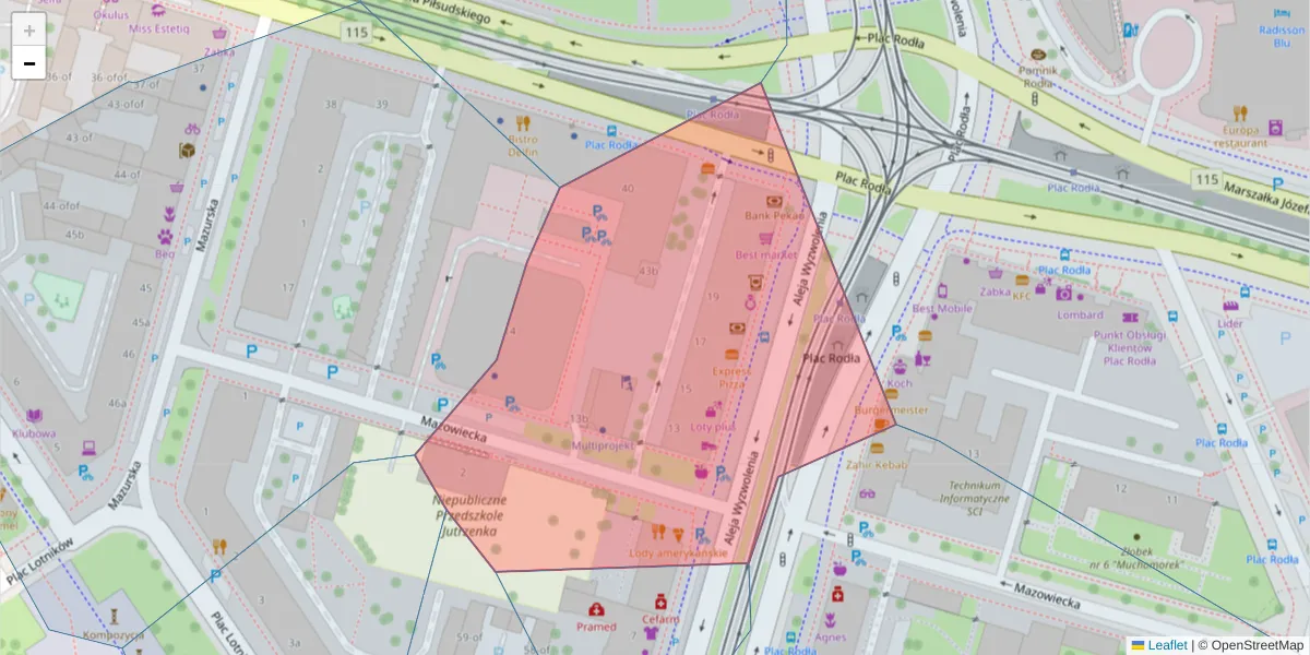Szczegółowa mapa kodu pocztowego 70-554 z granicami, sąsiednimi kodami pocztowymi i urzędami pocztowymi