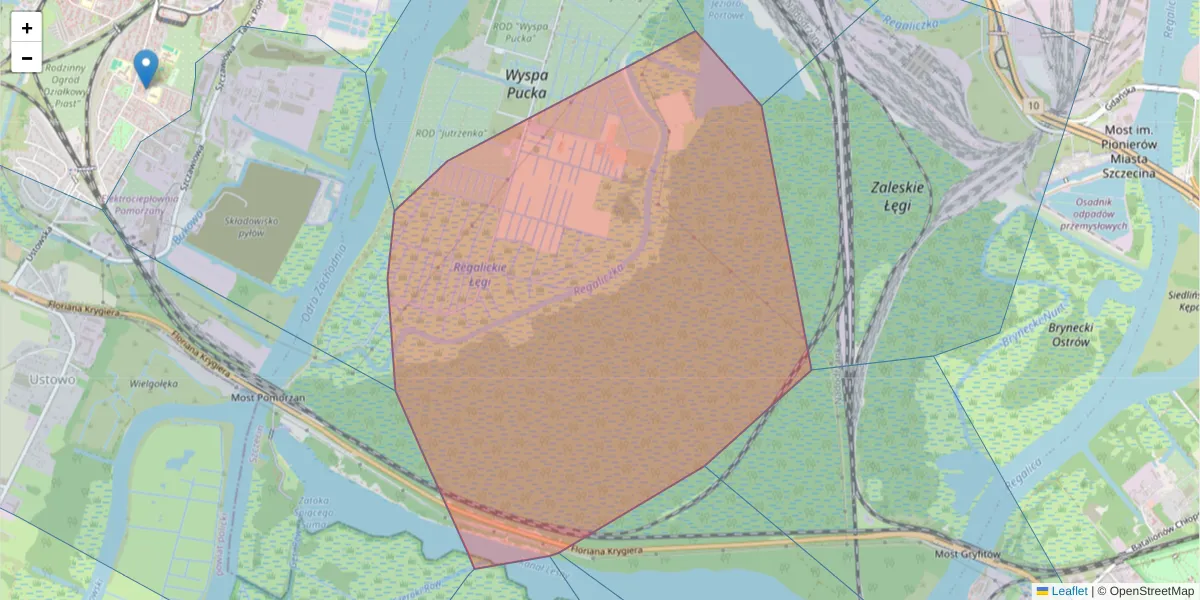 Szczegółowa mapa kodu pocztowego 70-615 z granicami, sąsiednimi kodami pocztowymi i urzędami pocztowymi