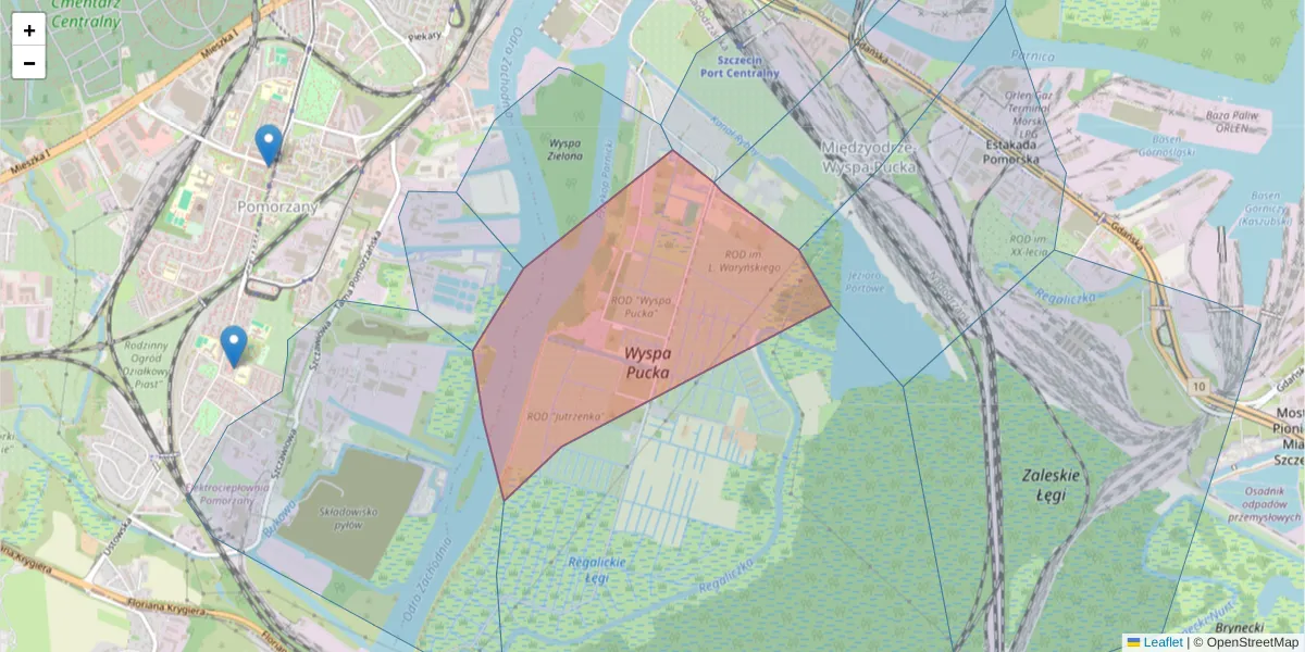 Szczegółowa mapa kodu pocztowego 70-620 z granicami, sąsiednimi kodami pocztowymi i urzędami pocztowymi