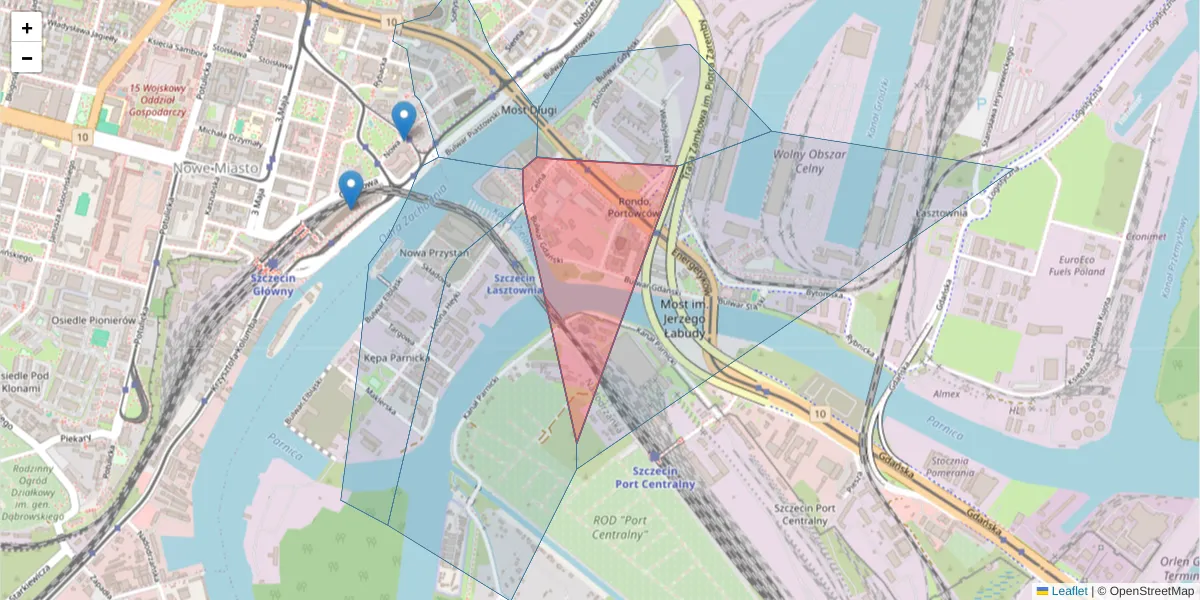 Szczegółowa mapa kodu pocztowego 70-646 z granicami, sąsiednimi kodami pocztowymi i urzędami pocztowymi
