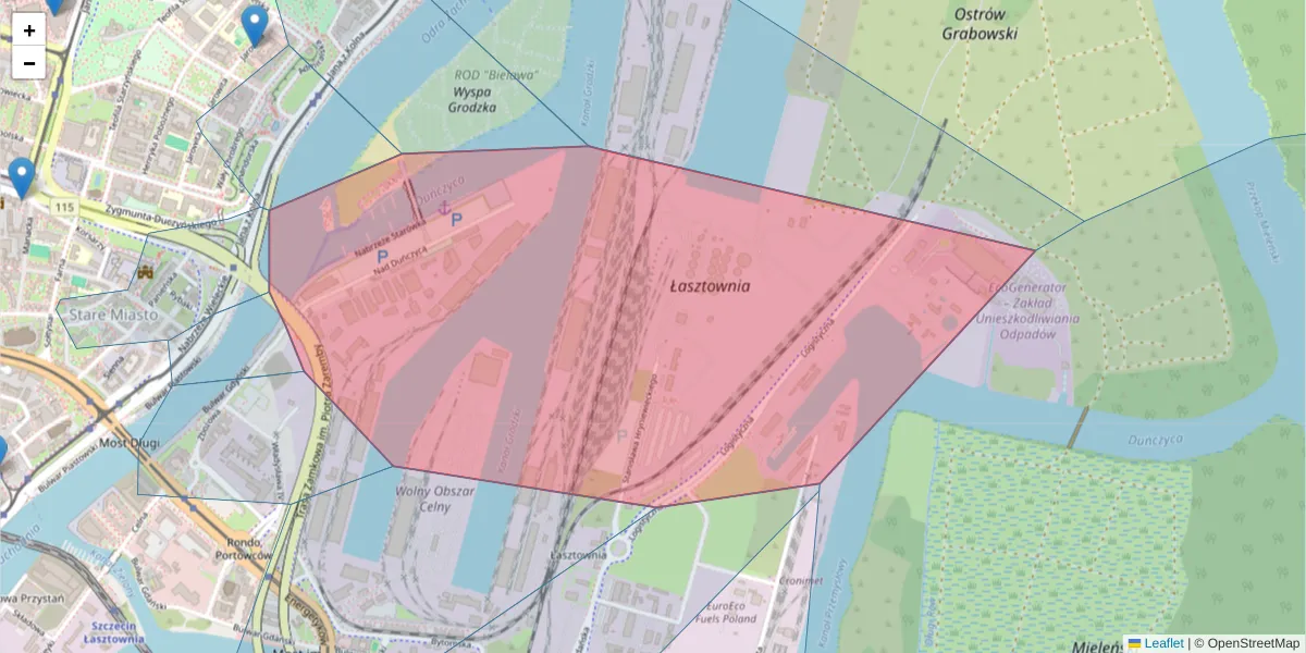 Szczegółowa mapa kodu pocztowego 70-655 z granicami, sąsiednimi kodami pocztowymi i urzędami pocztowymi