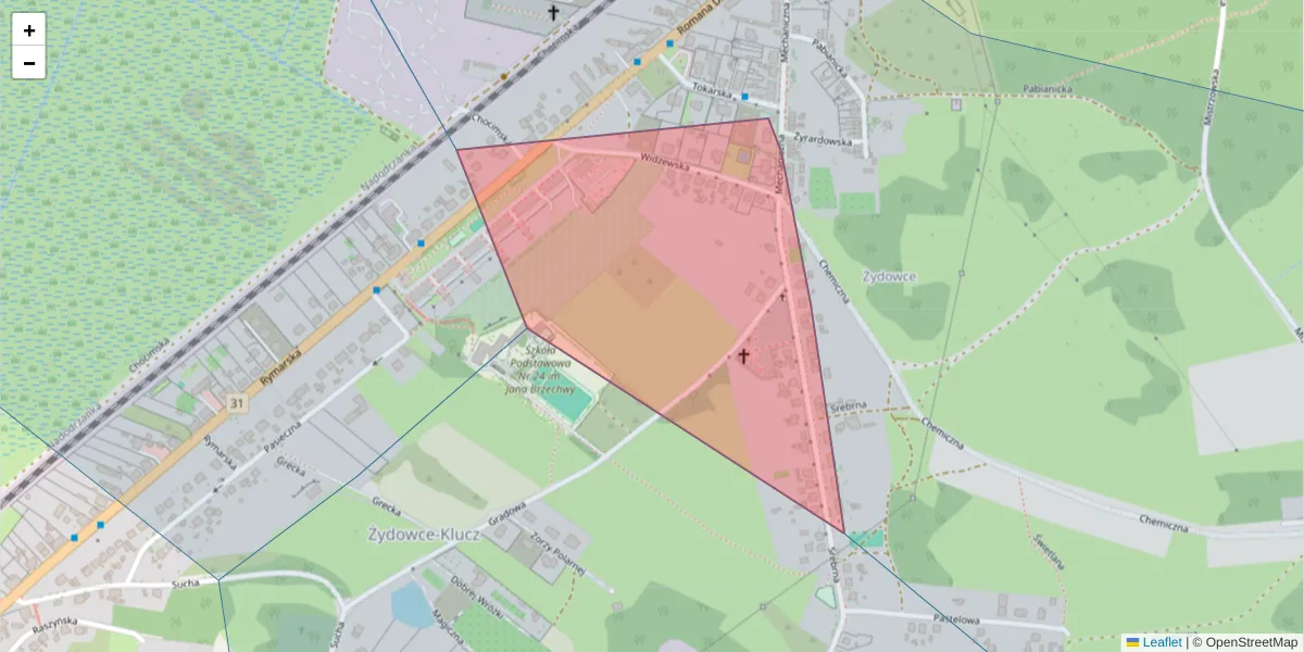 Szczegółowa mapa kodu pocztowego 70-705 z granicami, sąsiednimi kodami pocztowymi i urzędami pocztowymi