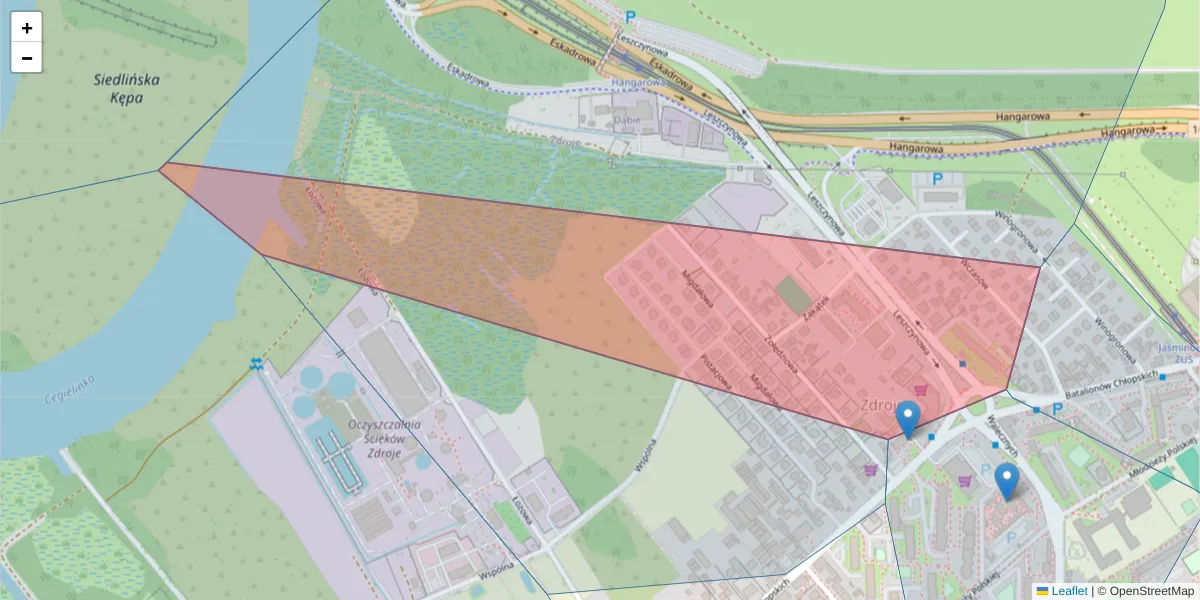 Szczegółowa mapa kodu pocztowego 70-766 z granicami, sąsiednimi kodami pocztowymi i urzędami pocztowymi