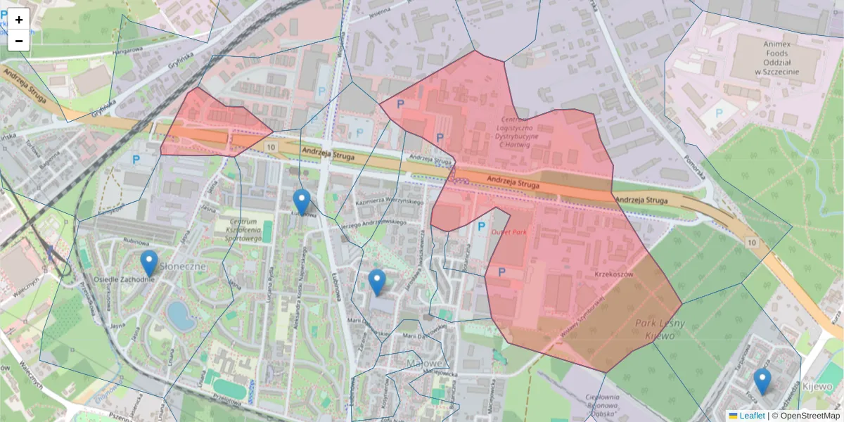 Szczegółowa mapa kodu pocztowego 70-784 z granicami, sąsiednimi kodami pocztowymi i urzędami pocztowymi