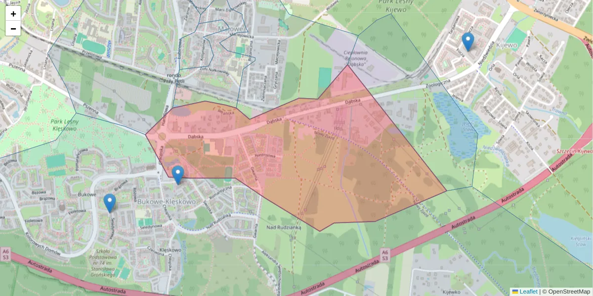 Szczegółowa mapa kodu pocztowego 70-789 z granicami, sąsiednimi kodami pocztowymi i urzędami pocztowymi