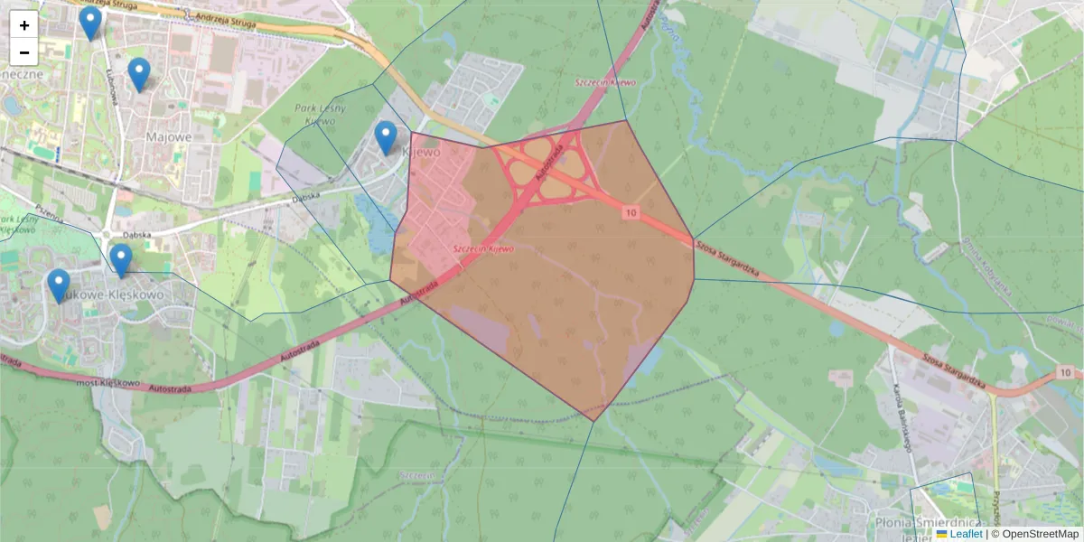 Szczegółowa mapa kodu pocztowego 70-792 z granicami, sąsiednimi kodami pocztowymi i urzędami pocztowymi