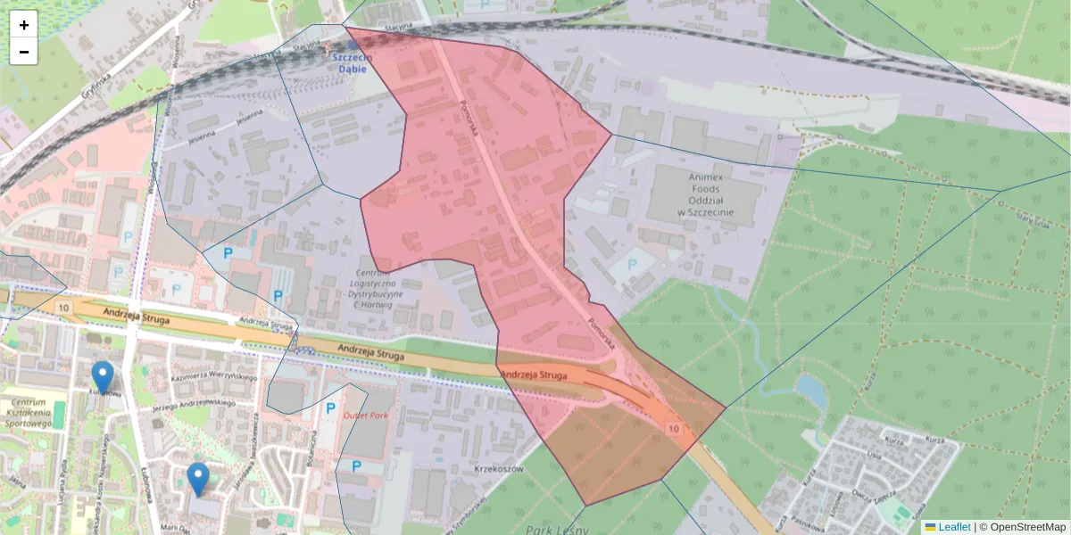 Szczegółowa mapa kodu pocztowego 70-812 z granicami, sąsiednimi kodami pocztowymi i urzędami pocztowymi