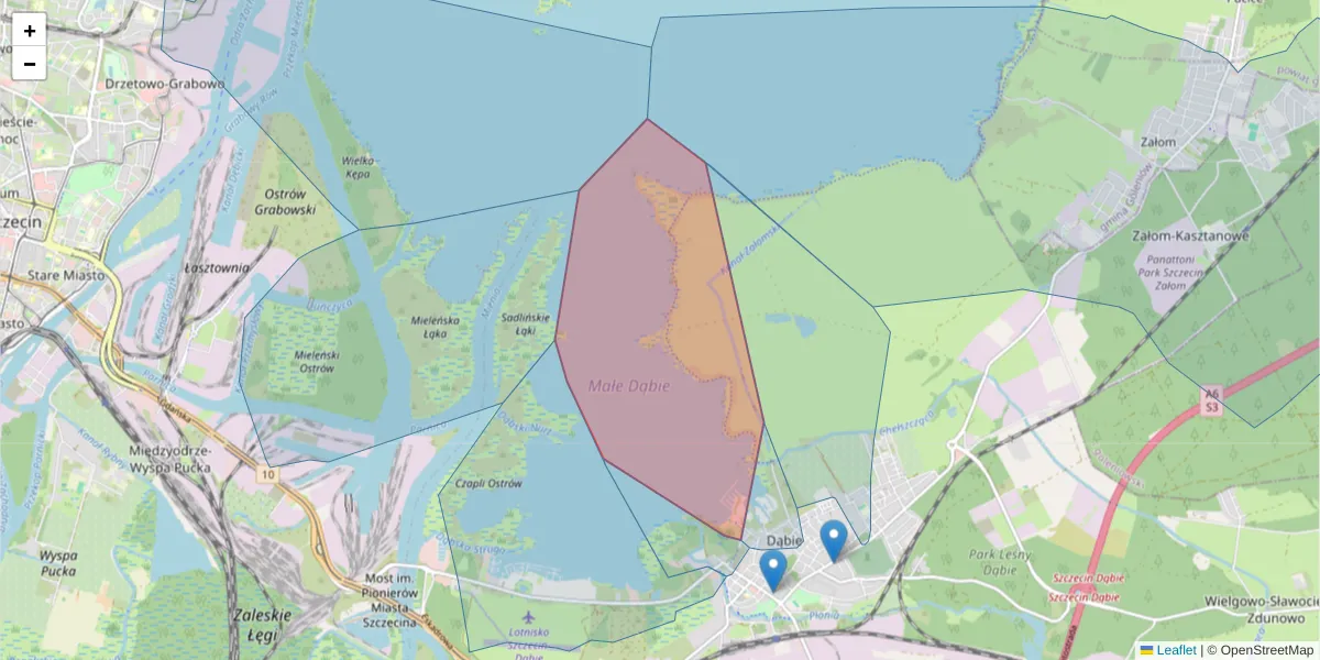 Szczegółowa mapa kodu pocztowego 70-832 z granicami, sąsiednimi kodami pocztowymi i urzędami pocztowymi