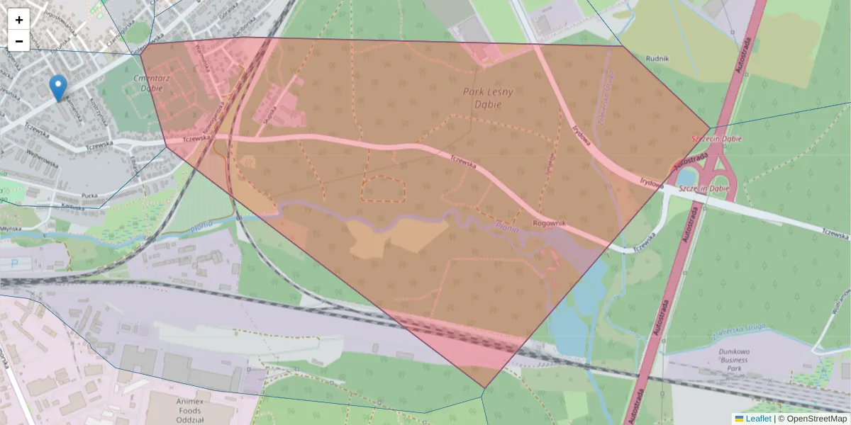 Szczegółowa mapa kodu pocztowego 70-852 z granicami, sąsiednimi kodami pocztowymi i urzędami pocztowymi