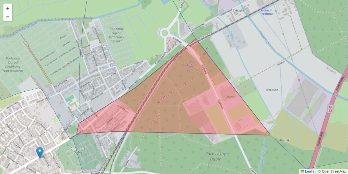 Szczegółowa mapa kodu pocztowego 70-854 z granicami, sąsiednimi kodami pocztowymi i urzędami pocztowymi