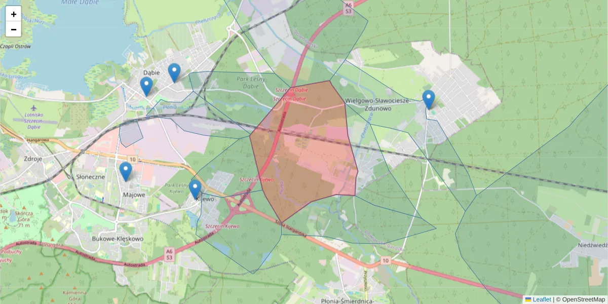 Szczegółowa mapa kodu pocztowego 70-870 z granicami, sąsiednimi kodami pocztowymi i urzędami pocztowymi