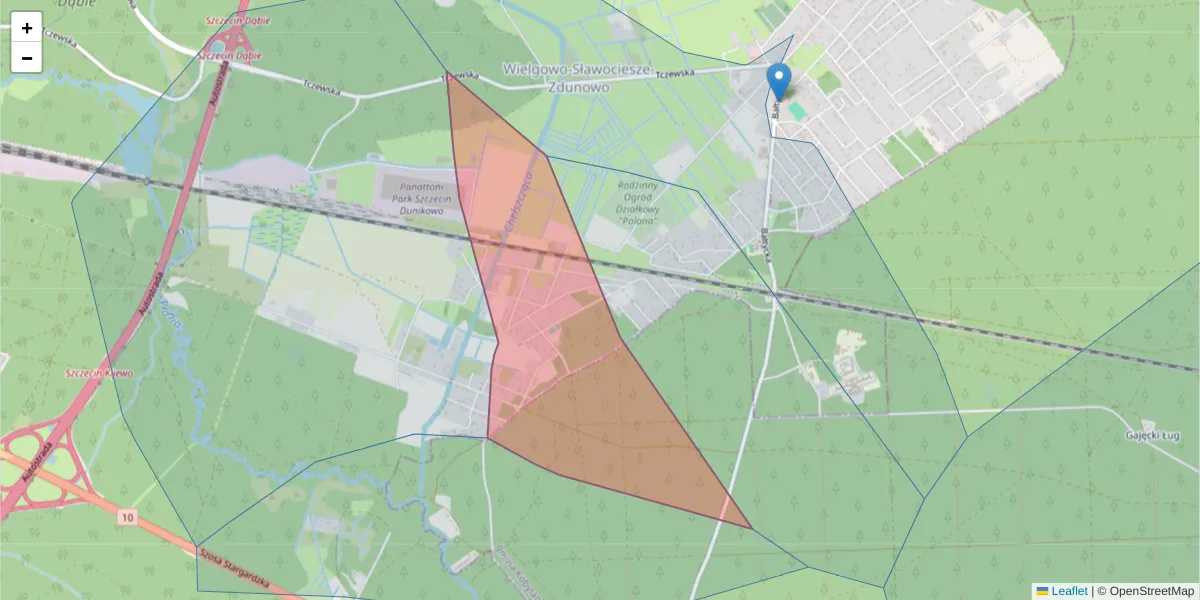 Szczegółowa mapa kodu pocztowego 70-872 z granicami, sąsiednimi kodami pocztowymi i urzędami pocztowymi