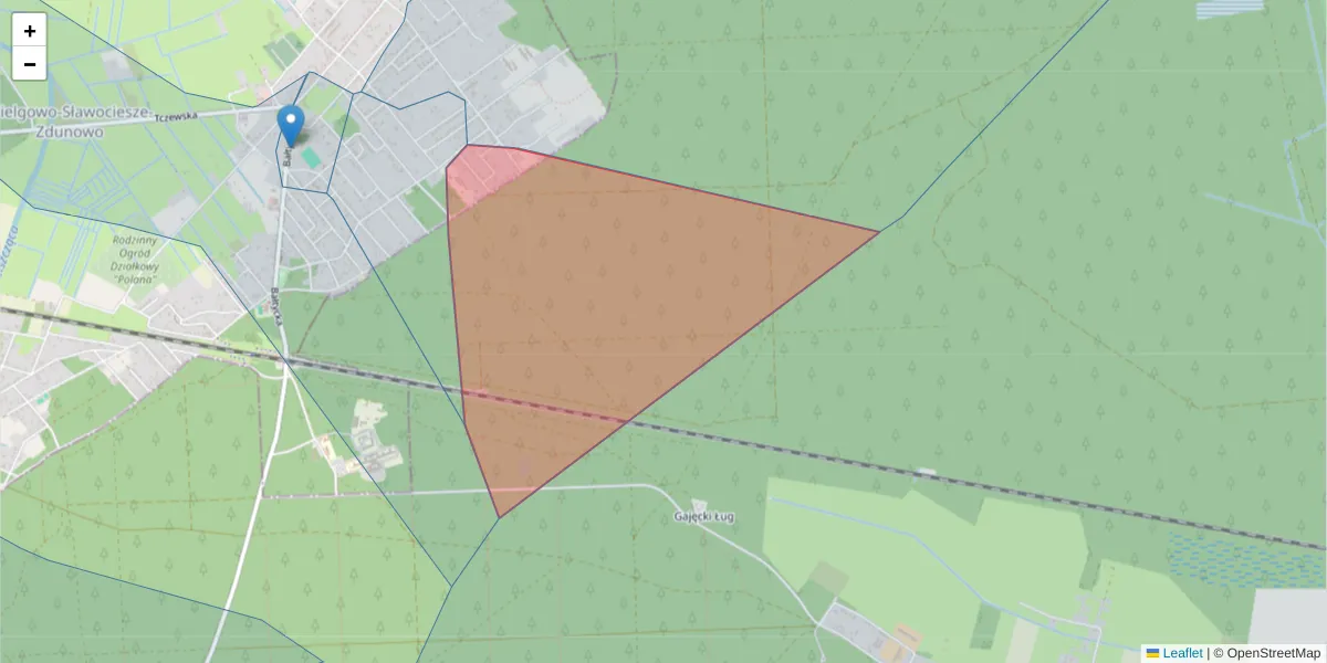 Szczegółowa mapa kodu pocztowego 70-885 z granicami, sąsiednimi kodami pocztowymi i urzędami pocztowymi