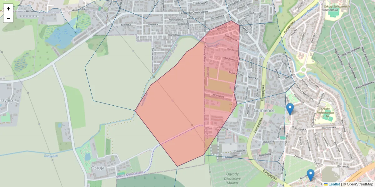 Szczegółowa mapa kodu pocztowego 71-018 z granicami, sąsiednimi kodami pocztowymi i urzędami pocztowymi