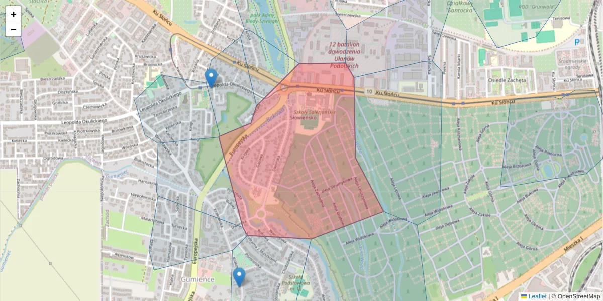 Szczegółowa mapa kodu pocztowego 71-026 z granicami, sąsiednimi kodami pocztowymi i urzędami pocztowymi