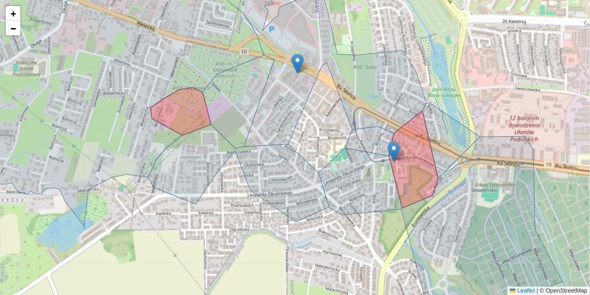Szczegółowa mapa kodu pocztowego 71-030 z granicami, sąsiednimi kodami pocztowymi i urzędami pocztowymi