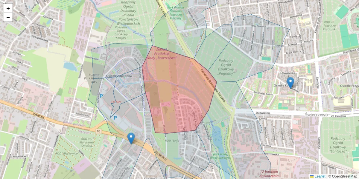 Szczegółowa mapa kodu pocztowego 71-051 z granicami, sąsiednimi kodami pocztowymi i urzędami pocztowymi