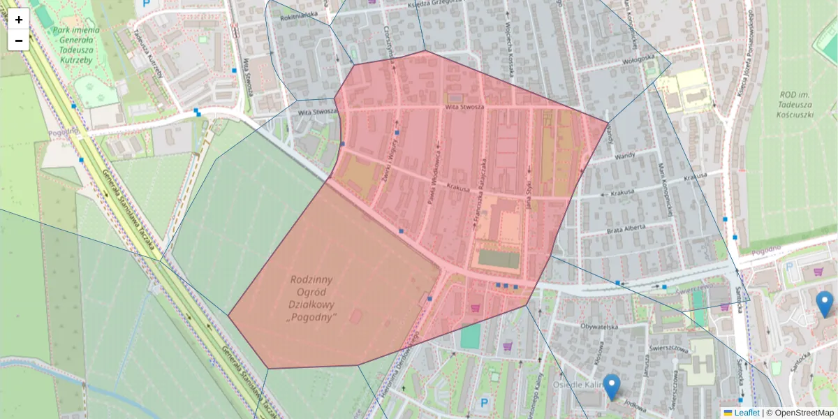 Szczegółowa mapa kodu pocztowego 71-176 z granicami, sąsiednimi kodami pocztowymi i urzędami pocztowymi