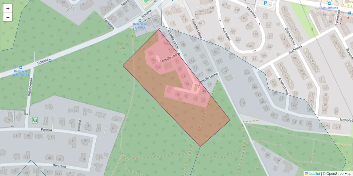 Szczegółowa mapa kodu pocztowego 71-238 z granicami, sąsiednimi kodami pocztowymi i urzędami pocztowymi