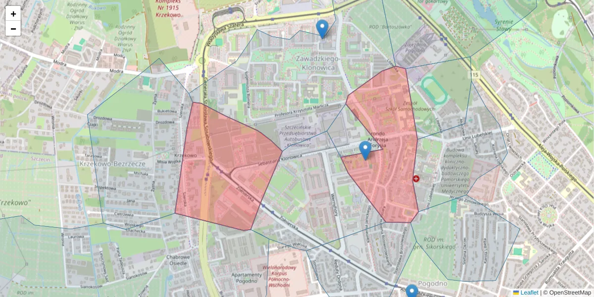 Szczegółowa mapa kodu pocztowego 71-241 z granicami, sąsiednimi kodami pocztowymi i urzędami pocztowymi