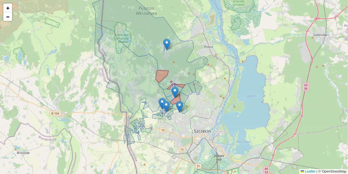 Szczegółowa mapa kodu pocztowego 71-370 z granicami, sąsiednimi kodami pocztowymi i urzędami pocztowymi