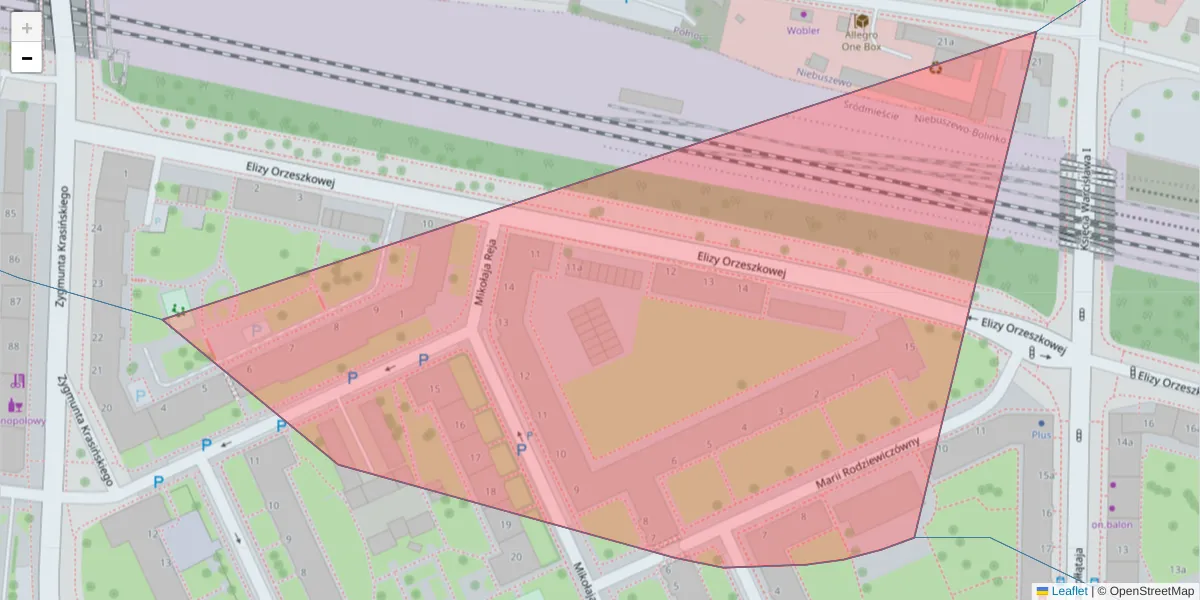 Szczegółowa mapa kodu pocztowego 71-562 z granicami, sąsiednimi kodami pocztowymi i urzędami pocztowymi