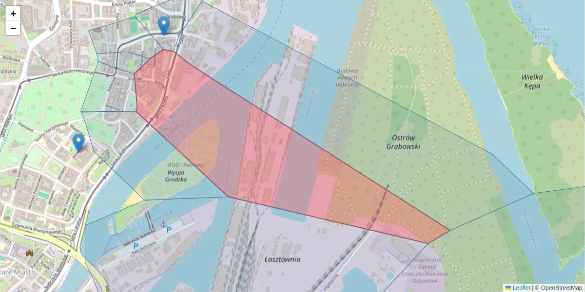 Szczegółowa mapa kodu pocztowego 71-604 z granicami, sąsiednimi kodami pocztowymi i urzędami pocztowymi