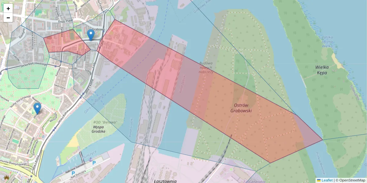 Szczegółowa mapa kodu pocztowego 71-610 z granicami, sąsiednimi kodami pocztowymi i urzędami pocztowymi