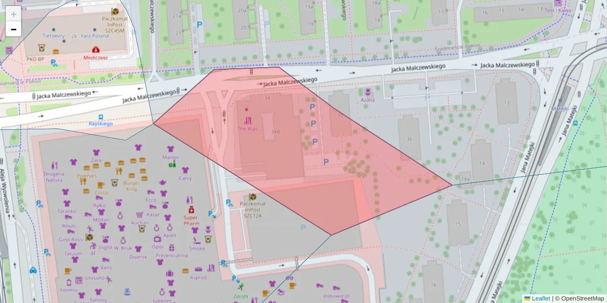 Szczegółowa mapa kodu pocztowego 71-616 z granicami, sąsiednimi kodami pocztowymi i urzędami pocztowymi
