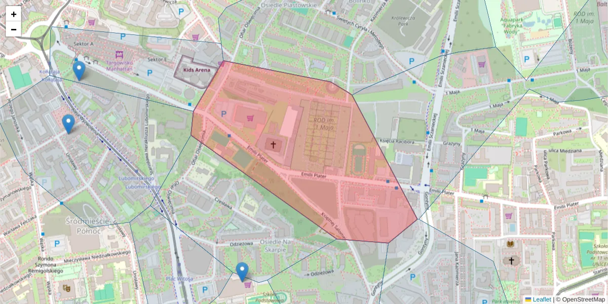 Szczegółowa mapa kodu pocztowego 71-632 z granicami, sąsiednimi kodami pocztowymi i urzędami pocztowymi