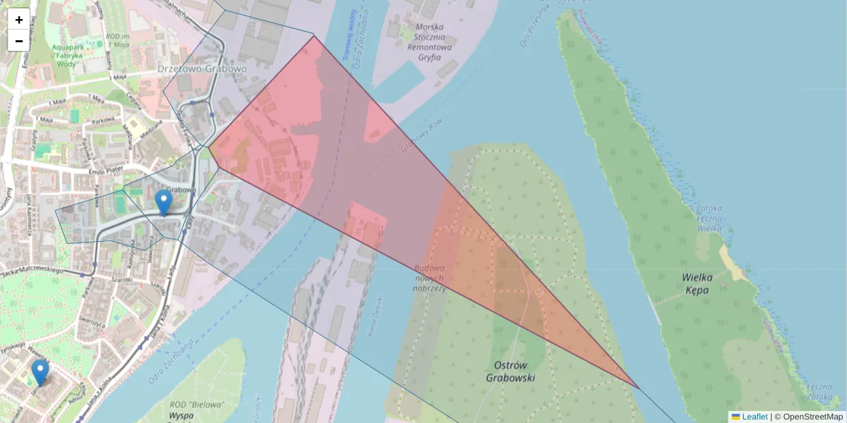 Szczegółowa mapa kodu pocztowego 71-641 z granicami, sąsiednimi kodami pocztowymi i urzędami pocztowymi