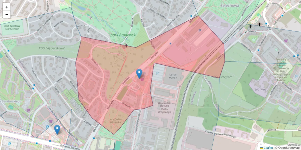 Szczegółowa mapa kodu pocztowego 71-684 z granicami, sąsiednimi kodami pocztowymi i urzędami pocztowymi