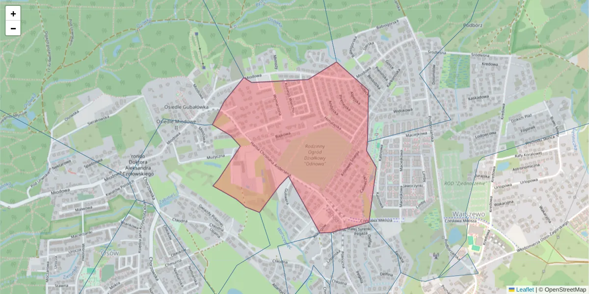 Szczegółowa mapa kodu pocztowego 71-799 z granicami, sąsiednimi kodami pocztowymi i urzędami pocztowymi