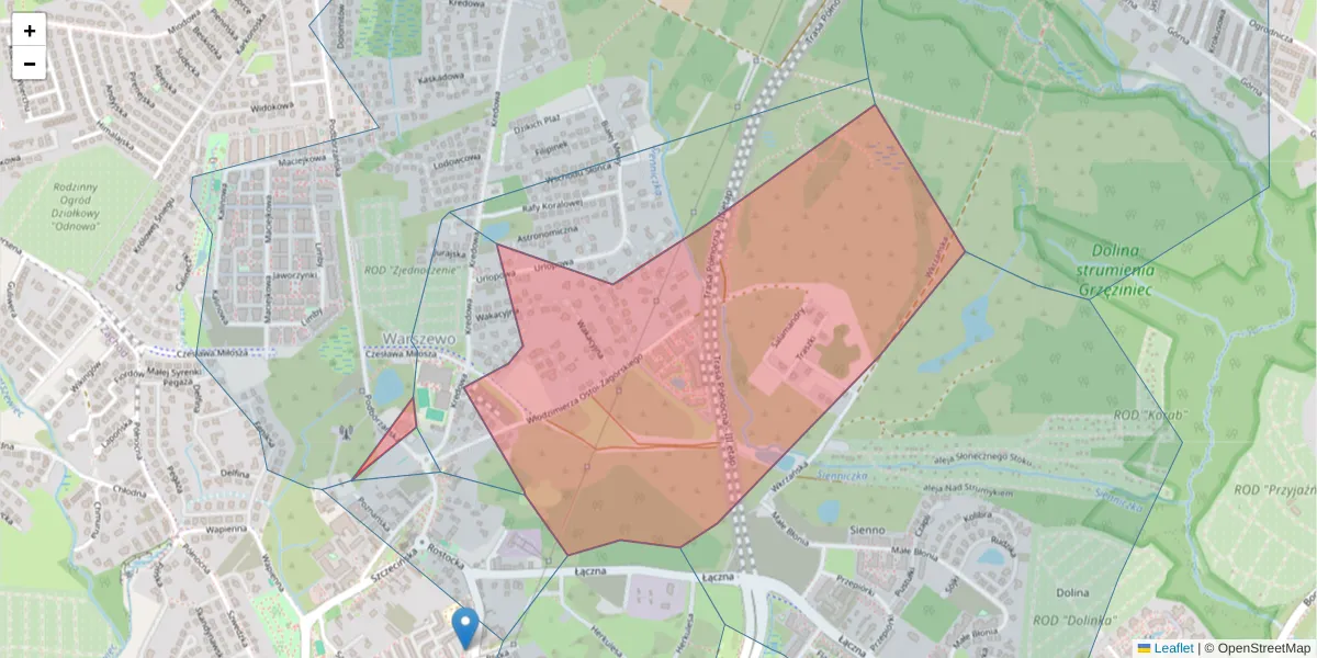 Szczegółowa mapa kodu pocztowego 71-810 z granicami, sąsiednimi kodami pocztowymi i urzędami pocztowymi