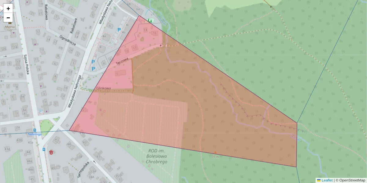 Szczegółowa mapa kodu pocztowego 71-824 z granicami, sąsiednimi kodami pocztowymi i urzędami pocztowymi