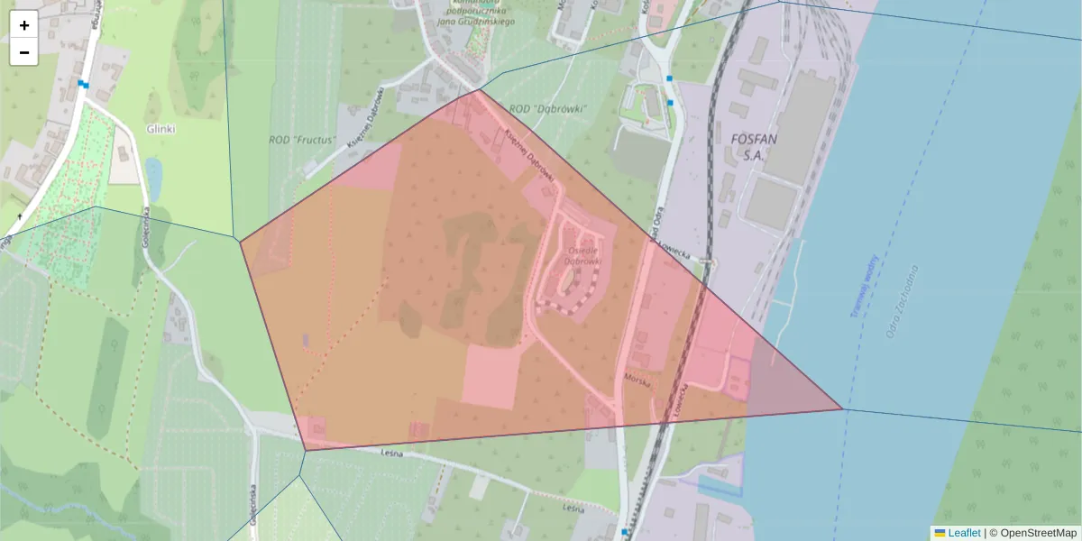 Szczegółowa mapa kodu pocztowego 71-826 z granicami, sąsiednimi kodami pocztowymi i urzędami pocztowymi