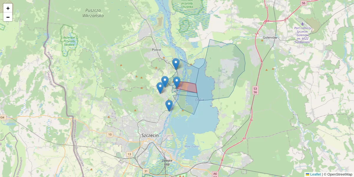 Szczegółowa mapa kodu pocztowego 71-833 z granicami, sąsiednimi kodami pocztowymi i urzędami pocztowymi